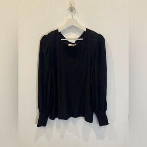 Nation LTD Black tee w/ puff sleeves Sz L pima cotton minimalist preppy